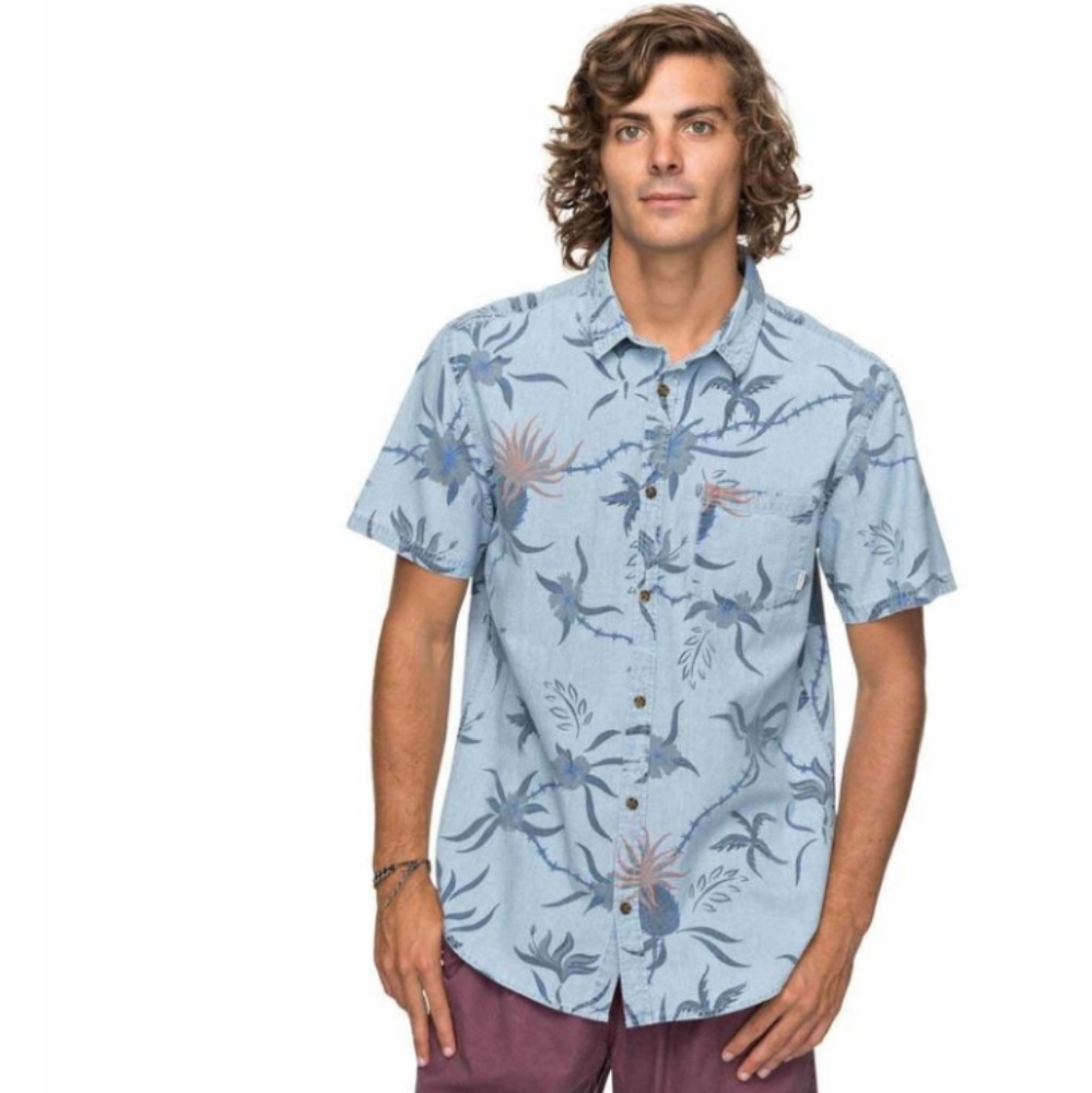 Quicksilver Hawaiian Button Front Collar Shirt